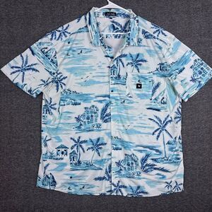 Bad Birdie Shirt Mens 2XL Hawaiian Button Up Short Sleeve Shirt Tropical Mesh **